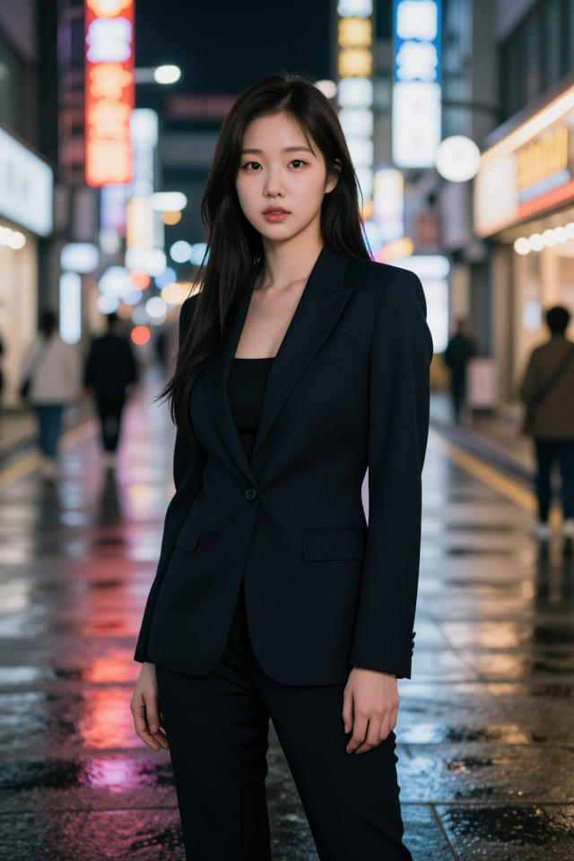 도시의 밤과 네온사인